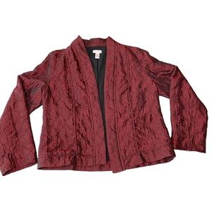 Chicos open front jacket red black woman’s size 8 medium